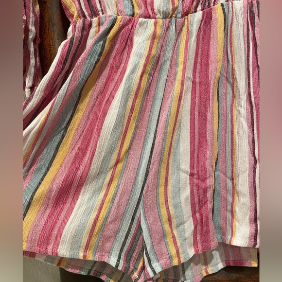 Andthewhy Multicolor short sleeve striped shorts romper size Small - Picture 5 of 7